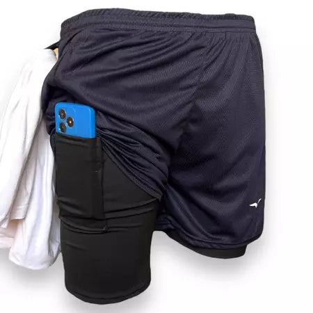 Shorts Masculino Bermuda Compressão Para Corrida-Treino